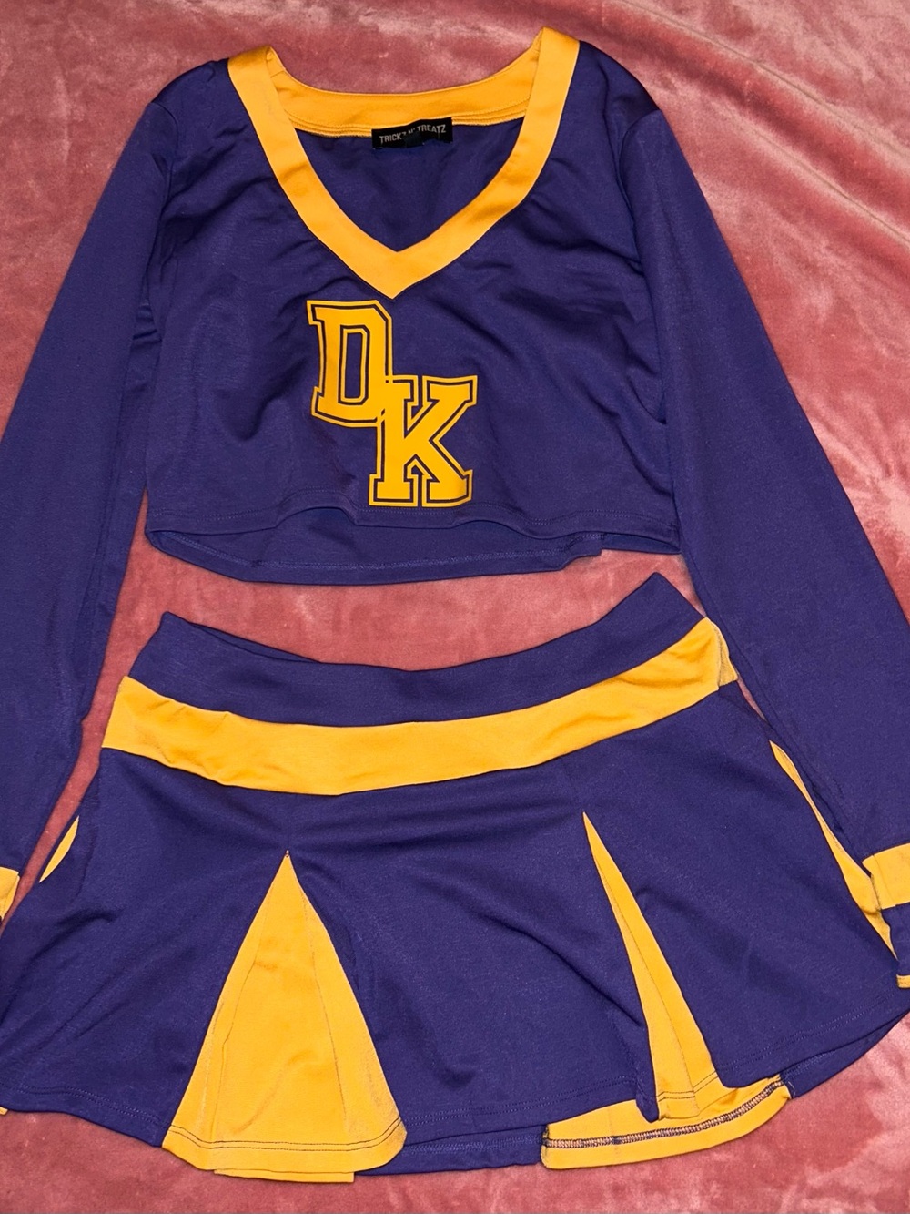 Dolls Kill Purple and Gold Cheer Dance Skirt Set